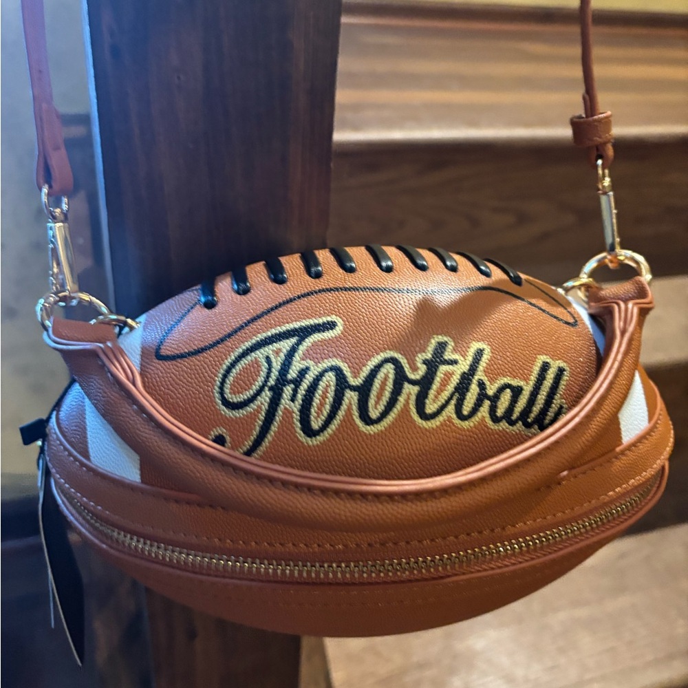 Football 🏈 Design Tan shoulder Bag Purse NWT